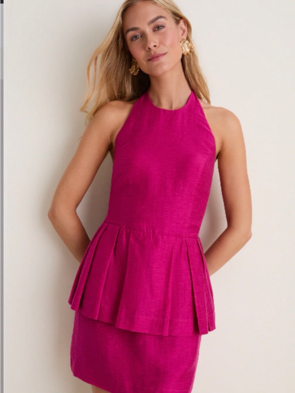 Tuckernuck Halter Peplum Mini Dress in Fuchsia